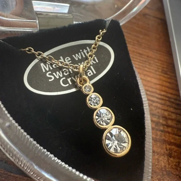 Swarovski Crystal Gold Tone 4 Stone Necklace - Picture 3 of 3